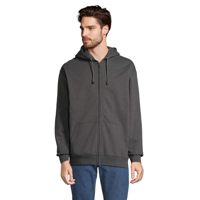Veste zip à capuche unisexe personnalisable CARTER anthracite chiné